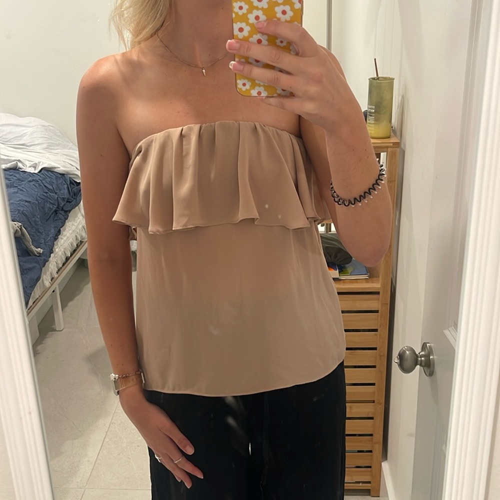 Olivaceous strapless blouse- Taupe color, MED